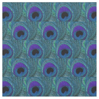 Peacock Feather Fabric Paarse Periwinkle Blue Aqua Stof