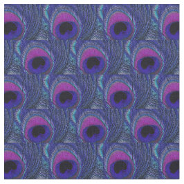 Peacock Feather Fabric - Paarse Violet Aqua Blue Stof