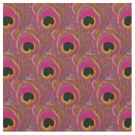 Peacock Feather Fabric - Roze geel Oranje zwart Stof