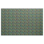 Peacock Feather Fabric - Tan, Aqua, Blue, Green Stof (Yard (91,4 cm))