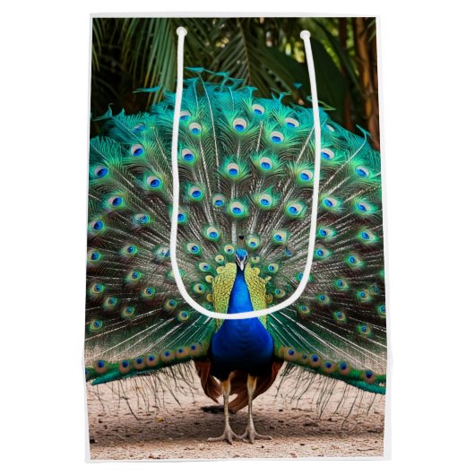 Peacock Feather Fanning Medium Cadeauzakje (Achterkant)
