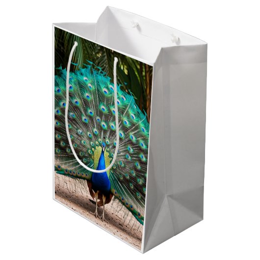 Peacock Feather Fanning Medium Cadeauzakje (Achterkant Gekanteld)