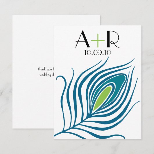 Peacock Feather Flat Notecard Notitiekaartje (Voorkant / Achterkant)