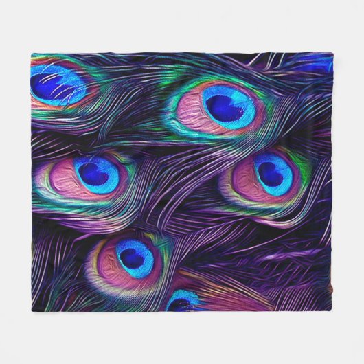 Peacock Feather Fleece Deken (Voorkant (Horizontaal))