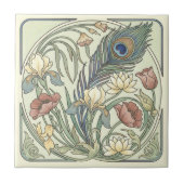Peacock Feather Floral Art Nouveau Pat#1 ID1193 Tegeltje (Voorkant)