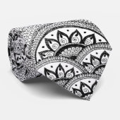 Peacock Feather Floral Mandala Handgetekende inkt Stropdas (Opgerold)