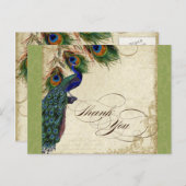 Peacock & Feather Formal Bedankt Opmerking Lime Gr Briefkaart (Voorkant / Achterkant)