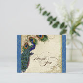 Peacock & Feather Formal Thank You Note Royal Blue Briefkaart (Staand voorkant)