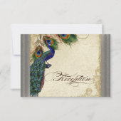 Peacock & Feather Formele Receptie Uitnodigen Zilv Kaart (Voorkant)