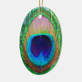 Peacock Feather Fotokerstversiering Keramisch Ornament (Links)
