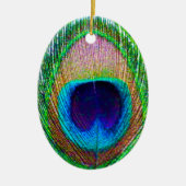 Peacock Feather Fotokerstversiering Keramisch Ornament (Voorkant)
