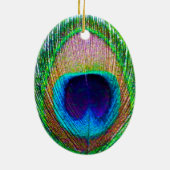 Peacock Feather Fotokerstversiering Keramisch Ornament (Achterkant)