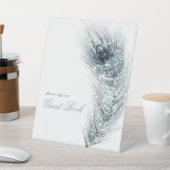 Peacock Feather Gastenboek Bruiloft Reclamebord Met Voetstuk (Insitu)