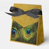 Peacock Feather geborsteld Gouden Favor Box Bedankdoosjes (Voorkant Zijde)