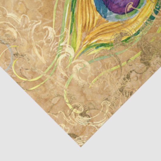  Peacock Feather Gilded Gold Scrollwork 1 Tissuepapier (Detail)