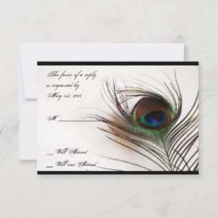 Peacock Feather Glamor-reactiekaart RSVP Kaartje