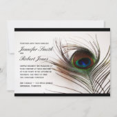 Peacock Feather Glamor Wedding Invitation Kaart (Voorkant)