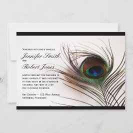 Peacock Feather Glamor Wedding Invitation Kaart