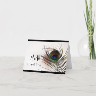 Peacock Feather Glamour Jubileum Dank u Bedankkaart