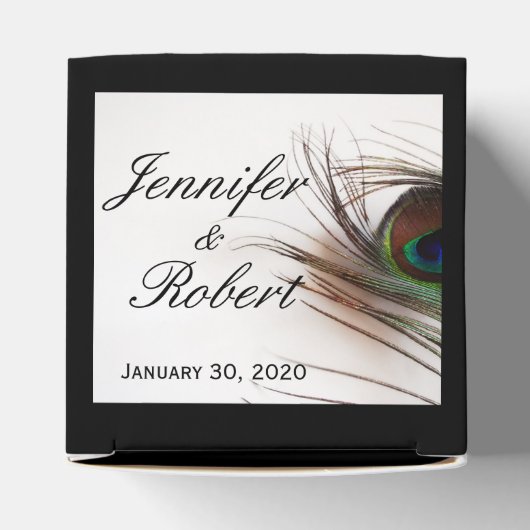 Peacock Feather Glamour Wedding Favor Box Bedankdoosjes (Bovenkant)