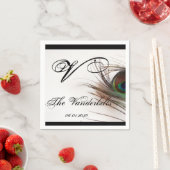 Peacock Feather Glamour Wedding Monogram Servet (Insitu)