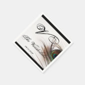 Peacock Feather Glamour Wedding Monogram Servet (Hoek)