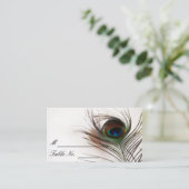 Peacock Feather Glamour Wedding Place Card Plaatskaartje (Staand voorkant)