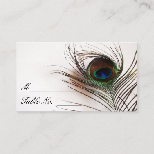 Peacock Feather Glamour Wedding Place Card Plaatskaartje (Voorkant)
