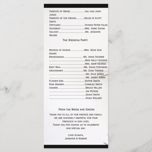 Peacock Feather Glamour Wedding Program Programmakaart (Achterkant)