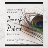 Peacock Feather Glamour Wijnlabel Wijn Etiket (Enkel label)