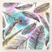 Peacock Feather Glazen Onderzetter (Voorkant)