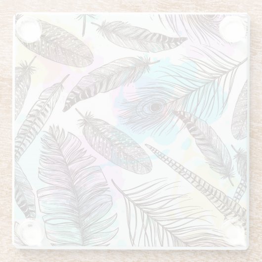 Peacock Feather Glazen Onderzetter (Achterkant)