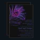 Peacock Feather Glitter Paars Bat Mitzvah Logo Kaart<br><div class="desc">Dit ontwerp heeft een elegante roze en paarse glitter pauwenveer op een zwarte achtergrond met uw Bat Mitzvah Invitation informatie hieronder. Personaliseer door de tekst in de tekstvakken te bewerken. Voeg uw Corporate Logo toe aan de achterkant van het ontwerp. Ontworpen voor u door Evco Studio www.zazzle.com/store/evcostudio</div>