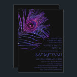Peacock Feather Glitter Paars Bat Mitzvah Logo Kaart<br><div class="desc">Dit ontwerp heeft een elegante roze en paarse glitter pauwenveer op een zwarte achtergrond met uw Bat Mitzvah Invitation informatie hieronder. Personaliseer door de tekst in de tekstvakken te bewerken. Voeg uw Corporate Logo toe aan de achterkant van het ontwerp. Ontworpen voor u door Evco Studio www.zazzle.com/store/evcostudio</div>
