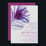 Peacock Feather Glitter Paars Bat Mitzvah Logo Kaart<br><div class="desc">Dit ontwerp heeft een elegante roze en paarse glitter pauwenveer op een zwarte achtergrond met uw Bat Mitzvah Invitation informatie hieronder. Personaliseer door de tekst in de tekstvakken te bewerken. Voeg uw Corporate Logo toe aan de achterkant van het ontwerp. Ontworpen voor u door Evco Studio www.zazzle.com/store/evcostudio</div>