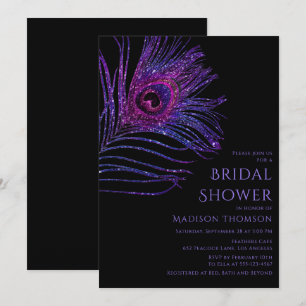 Peacock Feather Glitter Paars Vrijgezellenfeest In Kaart