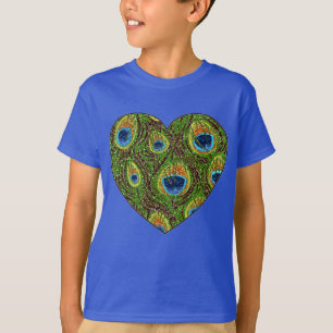 Peacock Feather Glittery Art afdrukken T-shirt