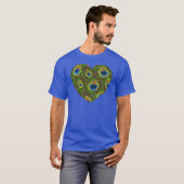 Peacock Feather Glittery Art afdrukken T-shirt (Voorkant volledig)