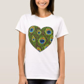 Peacock Feather Glittery Art afdrukken T-shirt (Voorkant)