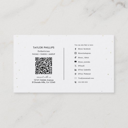 Peacock Feather Gold Dot Modern Boho Visitekaartje (Achterkant)