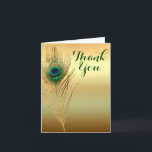 Peacock Feather Gold Exotic Boho Chic Bedankt<br><div class="desc">Peacock Feather Gold Exotic Boho Chic Bedankt. Pas aan wat je wilt. Je kunt tekst toevoegen of het met de hand leeg laten om iets in jezelf te schrijven.</div>