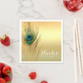 Peacock Feather Gold Exotic Boho Chic Elegant Servet (Insitu)