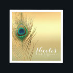 Peacock Feather Gold Exotic Boho Chic Elegant Servet<br><div class="desc">Peacock Feather Gold Exotic Boho Chic Elegante servetten. Aanpassen met elke tekst.</div>