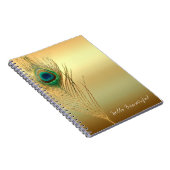 Peacock Feather Gold Exotic Boho Chic Glam Custom Notitieboek (Rechterzijde)