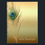Peacock Feather Gold Exotic Boho Chic Glam Custom Notitieboek<br><div class="desc">Peacock Feather Gold Exotic Boho Chic Glam Custom Notitieboek. Pas de voorzijde met of zonder tekst aan.</div>