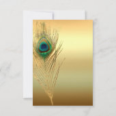 Peacock Feather Gold Exotic Boho Chic Table Number Kaart (Achterkant)