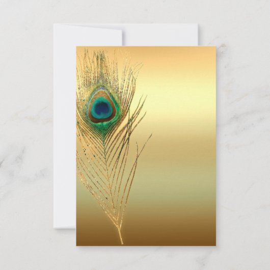 Peacock Feather Gold Exotic Boho Chic Table Number Kaart (Achterkant)