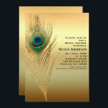 Peacock Feather Gold Exotic Boho Chic Uitnodiginge Kaart<br><div class="desc">Peacock Feather Gold Exotic Boho Chic Uitnodigingen. Overeenkomende objecten beschikbaar.</div>
