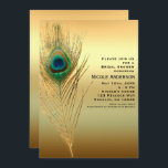 Peacock Feather Gold Exotic Boho Chic Uitnodiginge Kaart<br><div class="desc">Peacock Feather Gold Exotic Boho Chic Uitnodigingen. Overeenkomende objecten beschikbaar.</div>