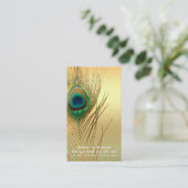 Peacock Feather Gold Exotic Boho Verwijs een vrien Aanbevelingskaartje (Staand voorkant)
